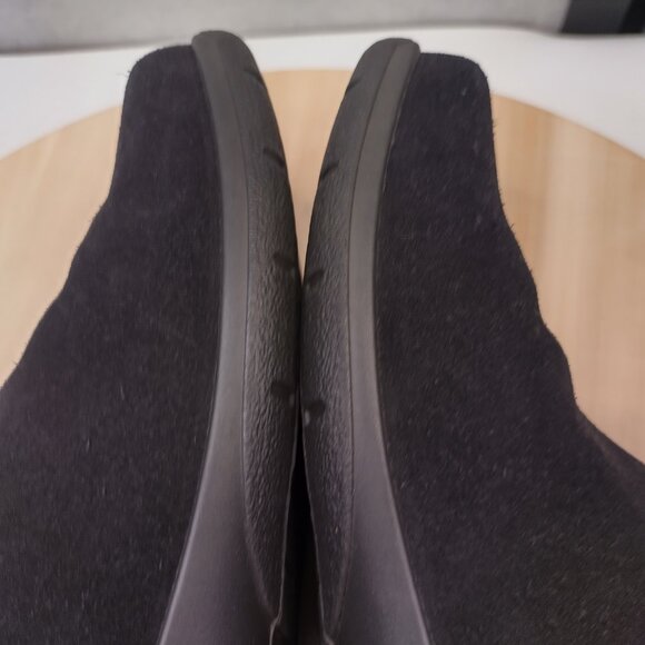 Abeo Zahra Suede Shearling Cuff Sheepskin Water Resistant Black Boots Women US 7 - Picture 9 of 12